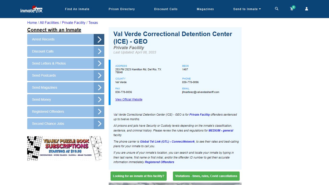 Val Verde Correctional Detention Center (ICE) - GEO - Inmate Search ...