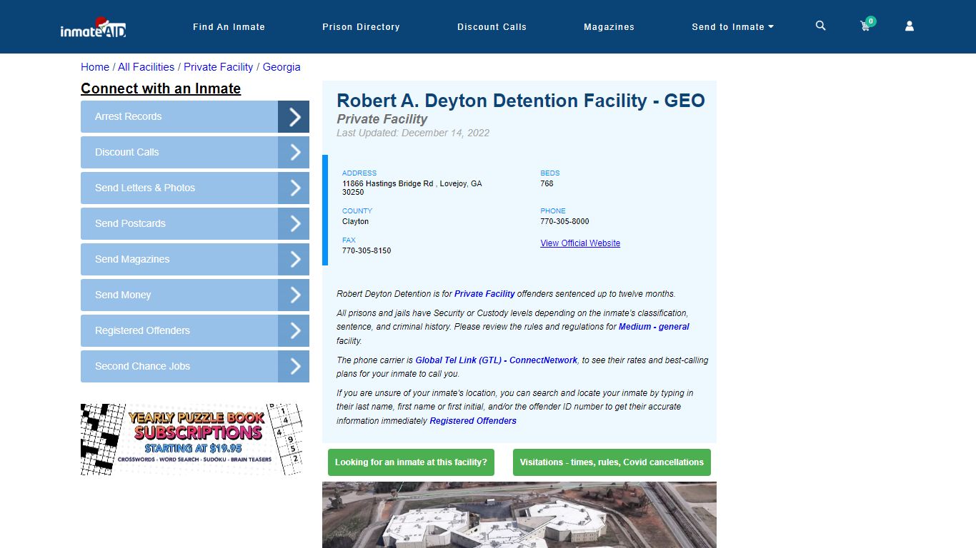 Robert A. Deyton Detention Facility - GEO - Inmate Search - Lovejoy, GA